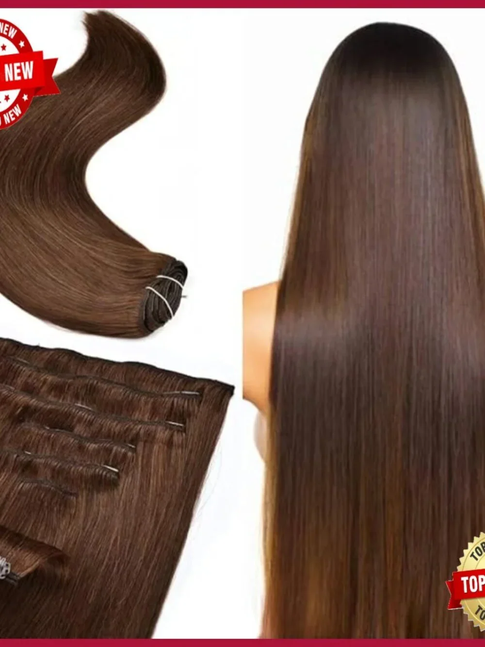 Silky Straight Human Hair Clip-In Extensions 18 Inch 120g 7 Pieces